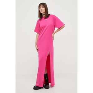 Bavlnené šaty MSGM ružová farba, maxi, oversize