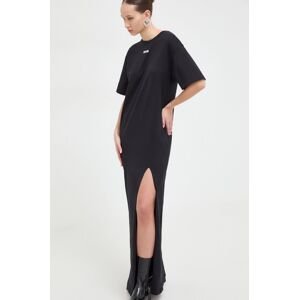 Bavlnené šaty MSGM čierna farba,maxi,oversize,3641MDA83.247002