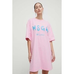 Bavlnené šaty MSGM ružová farba, mini, rovný strih