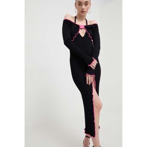 Šaty Versace Jeans Couture čierna farba, midi, priliehavá