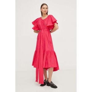 Šaty MMC STUDIO ružová farba, midi, áčkový strih