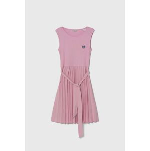 Dievčenské šaty Guess ružová farba, midi, áčkový strih