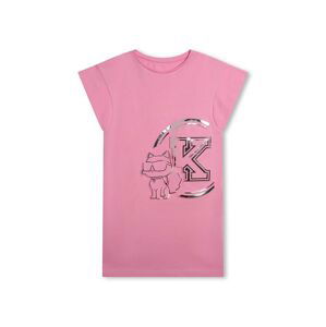 Dievčenské bavlnené šaty Karl Lagerfeld ružová farba, mini, rovný strih