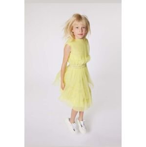 Dievčenské šaty Karl Lagerfeld žltá farba, mini, áčkový strih