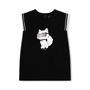 Detské bavlnené šaty Karl Lagerfeld čierna farba, mini, rovný strih