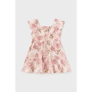 Detské bavlnené šaty Mayoral ružová farba, mini, áčkový strih