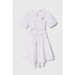 Dievčenské šaty Pinko Up biela farba, mini, áčkový strih