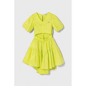Dievčenské šaty Pinko Up zelená farba, mini, áčkový strih