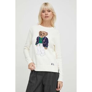 Bavlnený sveter Polo Ralph Lauren béžová farba