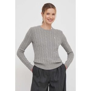 Bavlnený sveter Polo Ralph Lauren šedá farba