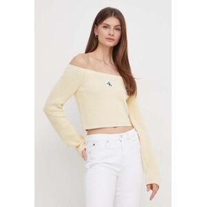 Bavlnený sveter Calvin Klein Jeans žltá farba