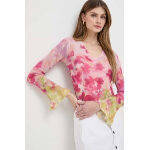 Tričko s dlhým rukávom Twinset dámsky, ružová farba