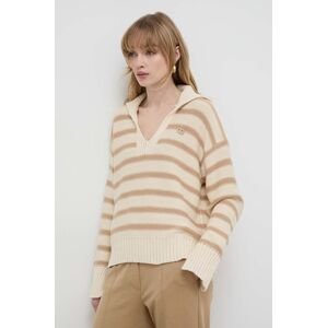 Bavlnený sveter Twinset béžová farba