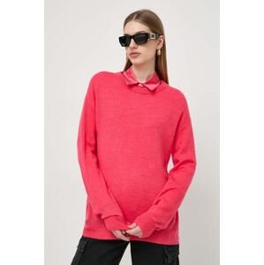 Vlnený sveter Patrizia Pepe dámsky, ružová farba, tenký