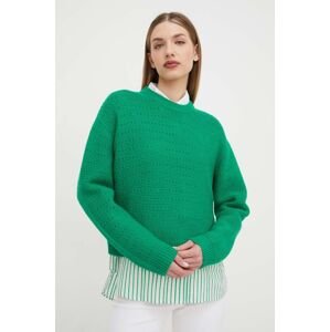 Vlnený sveter Custommade dámsky, zelená farba