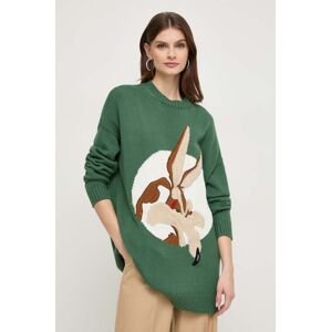 Bavlnený sveter MAX&Co. x CHUFY zelená farba, teplý