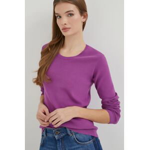 Bavlnený sveter United Colors of Benetton fialová farba, tenký
