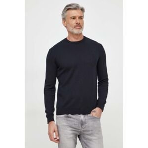 Bavlnený sveter United Colors of Benetton čierna farba, tenký