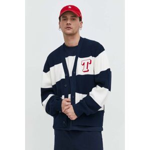 Kardigán Tommy Jeans pánsky, tmavomodrá farba