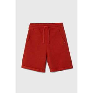 Detské bavlnené šortky United Colors of Benetton červená farba, nastaviteľný pás