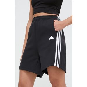 Šortky adidas dámske, čierna farba, s nášivkou, vysoký pás,  IP1543