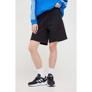 Šortky adidas dámske, čierna farba, jednofarebné, vysoký pás