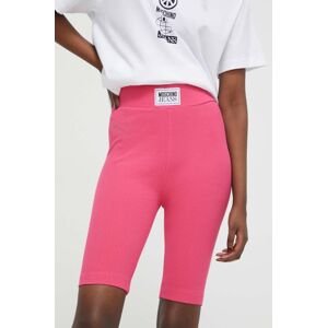 Šortky Moschino Jeans dámske, ružová farba, jednofarebné, vysoký pás
