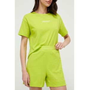 Bavlnené šortky United Colors of Benetton zelená farba, jednofarebné, vysoký pás