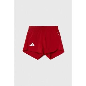 Detské krátke nohavice adidas červená farba, s potlačou, nastaviteľný pás