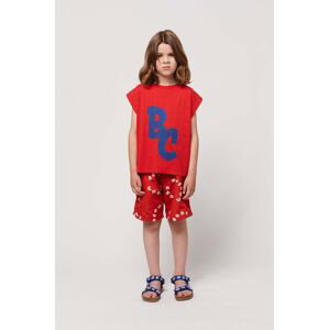 Detské krátke nohavice Bobo Choses červená farba, vzorované, nastaviteľný pás