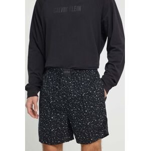 Pyžamové šortky Calvin Klein Underwear pánske, čierna farba, vzorovaná