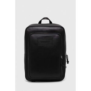 Kožený ruksak Emporio Armani pánsky, čierna farba, veľký, jednofarebný