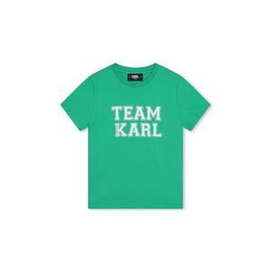 Detské bavlnené tričko Karl Lagerfeld tyrkysová farba, s potlačou
