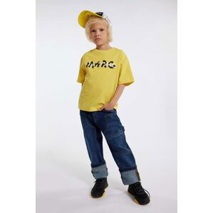 Detské bavlnené tričko Marc Jacobs zlatá farba, s potlačou