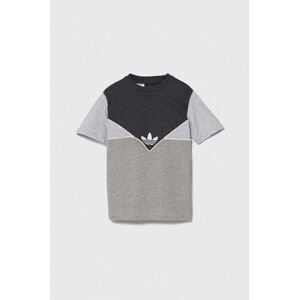 Detské bavlnené tričko adidas Originals šedá farba, vzorovaný