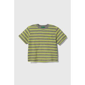 Detské bavlnené tričko United Colors of Benetton šedá farba, vzorovaný