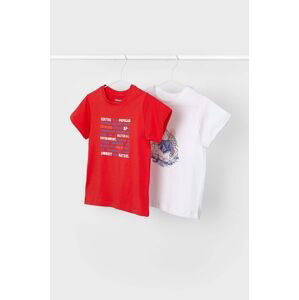 Detské bavlnené tričko Mayoral 2-pak červená farba, s potlačou