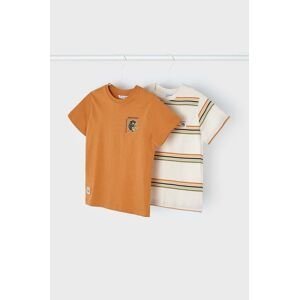 Detské bavlnené tričko Mayoral 2-pak oranžová farba, vzorovaný