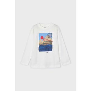 Detské bavlnené tričko Mayoral béžová farba, s potlačou