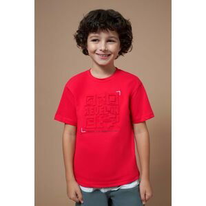 Detské bavlnené tričko Mayoral červená farba, s nášivkou