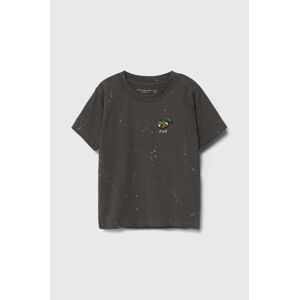 Detské bavlnené tričko Abercrombie & Fitch šedá farba, s nášivkou