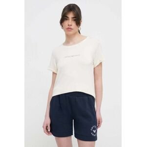 Plážové tričko Emporio Armani Underwear béžová farba