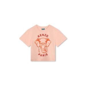 Detské bavlnené tričko Kenzo Kids ružová farba