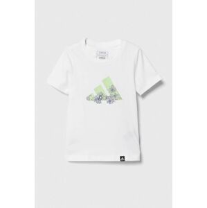 Detské bavlnené tričko adidas GIRLS TRAIN TEE biela farba