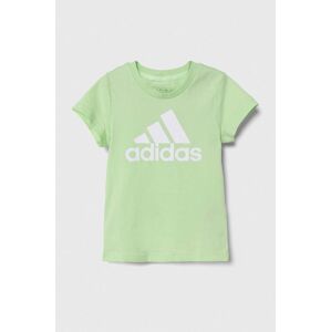 Detské bavlnené tričko adidas zelená farba