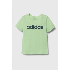 Detské bavlnené tričko adidas zelená farba