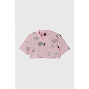 Detské bavlnené tričko adidas ružová farba