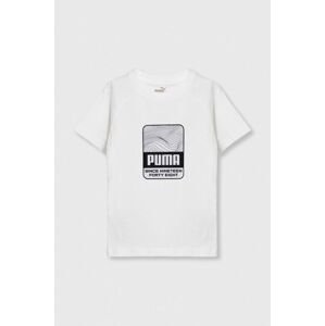 Detské bavlnené tričko Puma ACTIVE SPORTS Graphic Tee biela farba, s potlačou