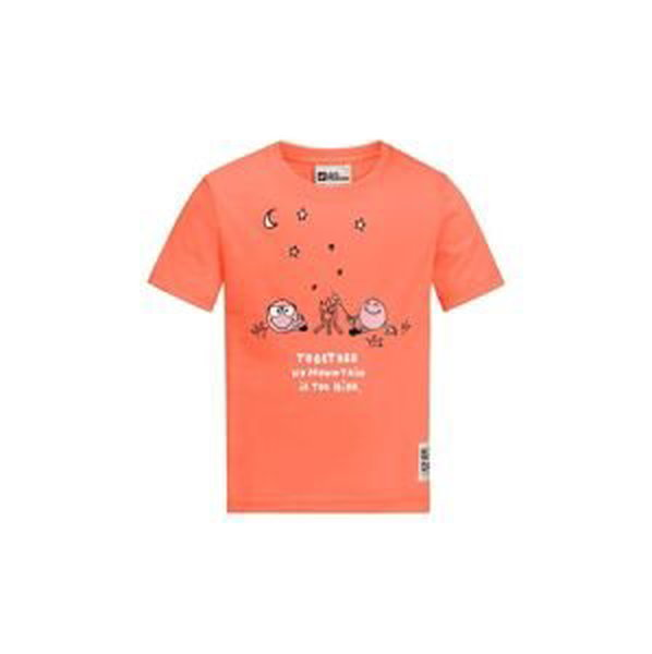Detské tričko Jack Wolfskin SMILEYWORLD CAMP oranžová farba, s potlačou