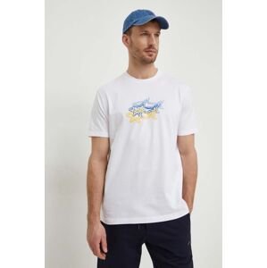 Bavlnené tričko Paul&Shark pánsky, biela farba, s potlačou